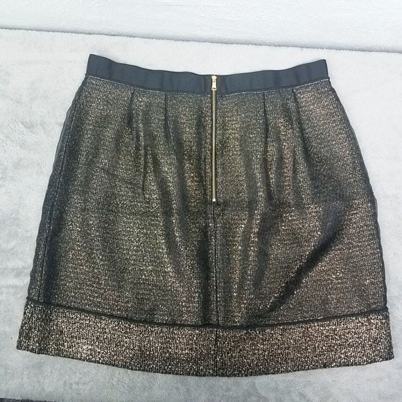 LOFT Womens Gold Black Lace Lined Wool Blend Skirt - Picture 7 of 14